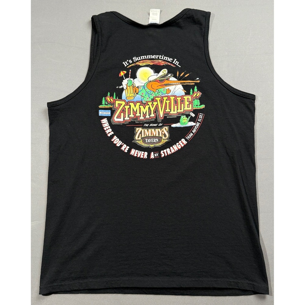 Gildan Tank Top Zimmy's Tavern‎ Graphic Sleeveless Shirt Summer Michigan L